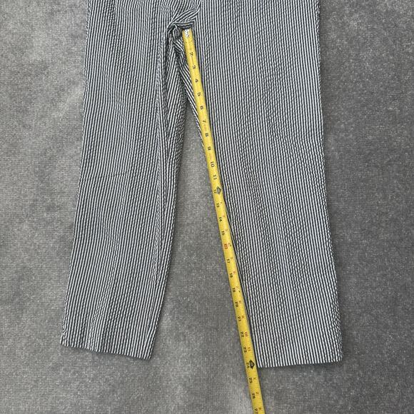 Ann Taylor Pants Womens 8 Blue White Striped Seersucker Cropped Stretch Cotton - Picture 8 of 11